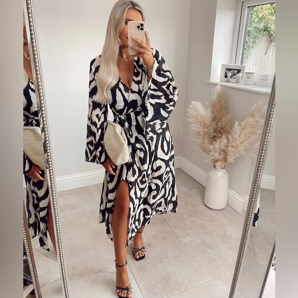 Black and White Wrap Dress